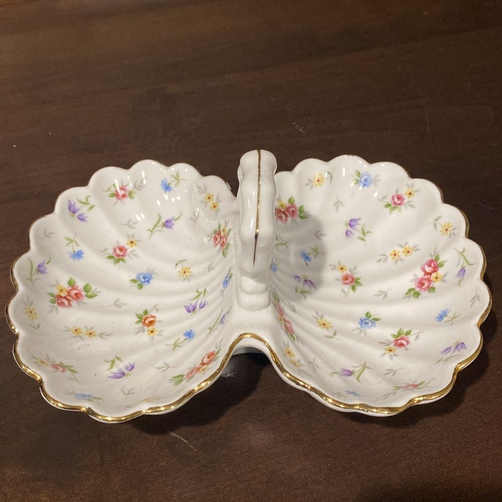Takahashi Victoria Porcelain Double Sided Relish Candy Dish Floral Painted